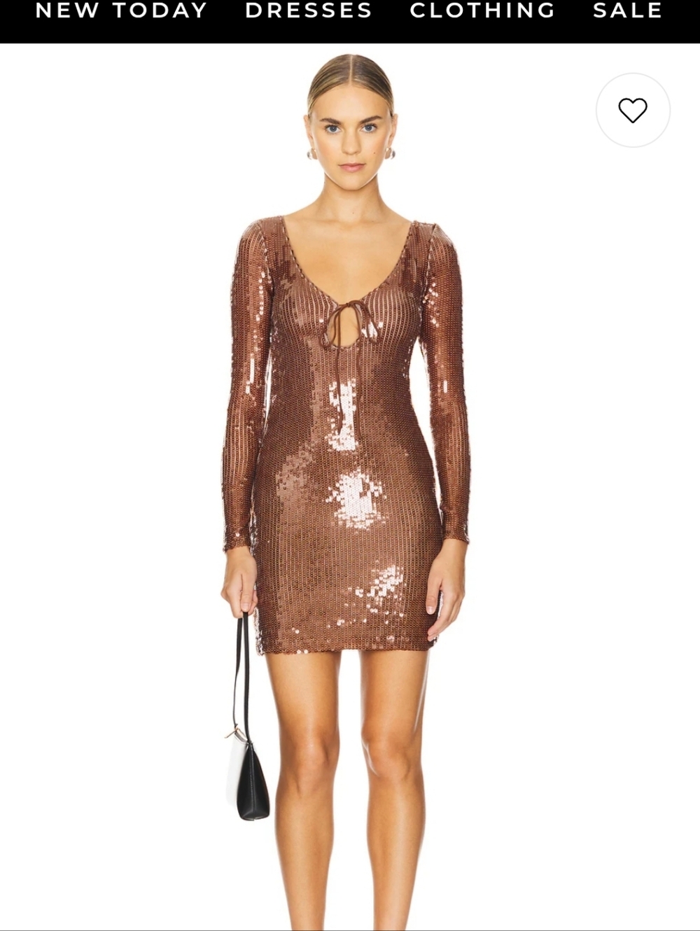 Revolve BARDOT VERONA Sequin Long-Sleeve Mini Dress chocolate Brown Prom Wedding